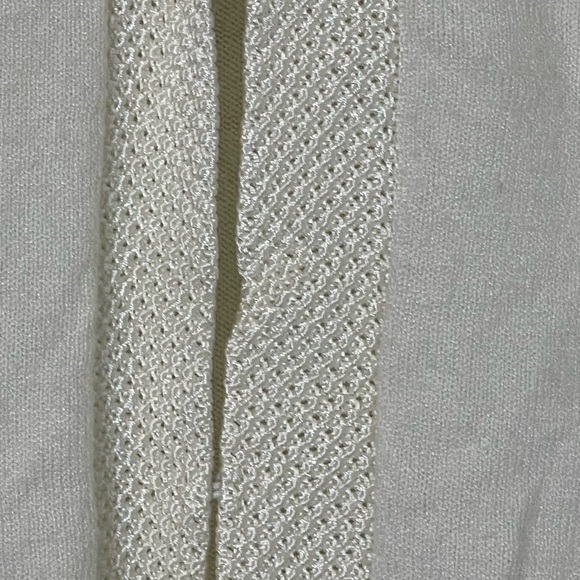 Talbots VTG Long Sleeve Lightweight Cardigan Size L Textured Knit Trim Ivory - Picture 7 of 11